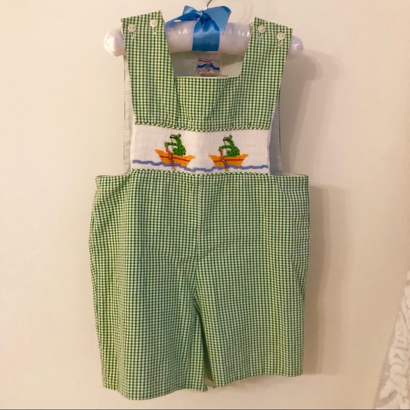 Silly Goose Other - Silly Goose Rowing Frogs Smocked Jon Jon 2T